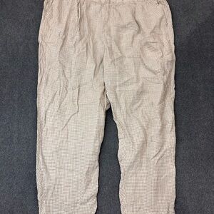 Eileen Fisher Peble Tapered Ankle Pant Womens 3X NWT Checkered Beige